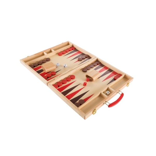 Toy Time Complete Set Wood Backgammon Board Game with Portable Handle, Full Game Accessories, Adults and Kids 765481XRV - main
